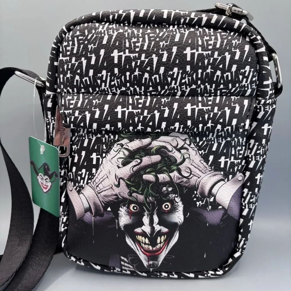 DC Comics the Joker Buckle-Down Crossbody Bag Purse Evil Laughing Black Comic Co